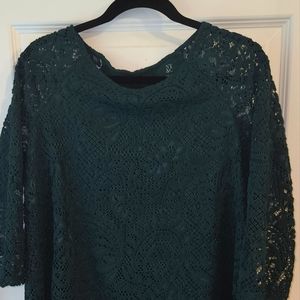 Emerald green lace blouse
